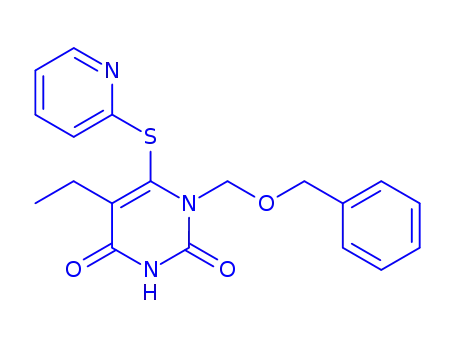 Molecular Structure of 153562-59-5 (1-[(benzyloxy)methyl]-5-ethyl-6-(pyridin-2-ylsulfanyl)pyrimidine-2,4(1H,3H)-dione)