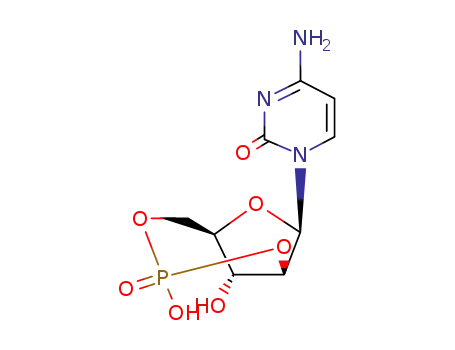 Molecular Structure of 15466-01-0 (4-amino-1-[(1S,6R,8R,9R)-3,9-dihydroxy-3-oxido-2,4,7-trioxa-3-phosphabicyclo[4.2.1]non-8-yl]pyrimidin-2(1H)-one)