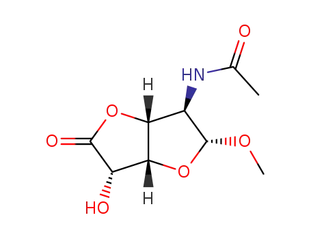 Molecular Structure of 153373-84-3 (.beta.-D-Glucofuranosiduronic acid, methyl 2-(acetylamino)-2-deoxy-, .gamma.-lactone)