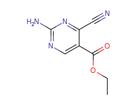 Molecular Structure of 15400-52-9 (5-Pyrimidinecarboxylicacid,2-amino-4-cyano-,ethylester(8CI))