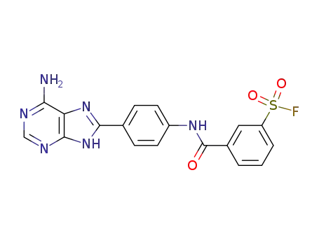 Molecular Structure of 17720-52-4 (3-{[4-(6-amino-7H-purin-8-yl)phenyl]carbamoyl}benzenesulfonyl fluoride)