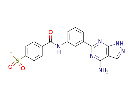 Molecular Structure of 17720-50-2 (4-{[3-(4-amino-1H-pyrazolo[3,4-d]pyrimidin-6-yl)phenyl]carbamoyl}benzenesulfonyl fluoride)