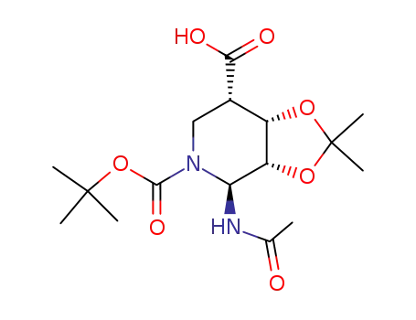 (3S,4S,5R,6S)-6-acetamido-1-N-(t-butoxycarbonyl)-4,5-isopropylidenedioxy-3-piperidinecarboxylic acid