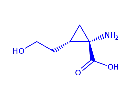 Molecular Structure of 153536-18-6 (Cyclopropanecarboxylic acid, 1-amino-2-(2-hydroxyethyl)- (9CI))