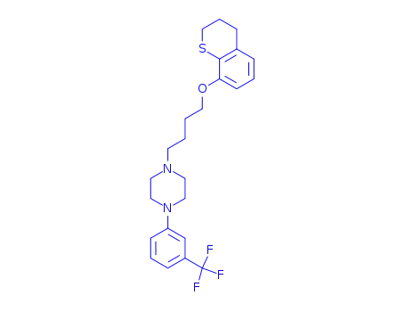 Molecular Structure of 153804-25-2 (1-[4-(3,4-dihydro-2H-thiochromen-8-yloxy)butyl]-4-[3-(trifluoromethyl)phenyl]piperazine)
