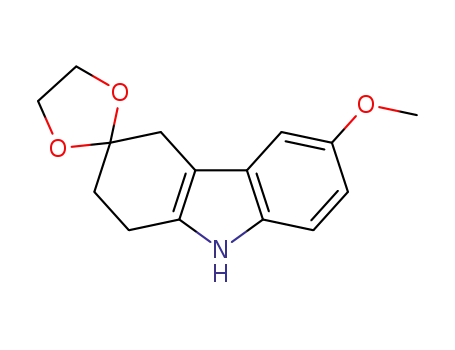 Molecular Structure of 153865-29-3 (SPIRO[3H-CARBAZOLE-3,2'-[1,3]DIOXOLANE], 1,2,4,9-TETRAHYDRO-6-METHOXY-)