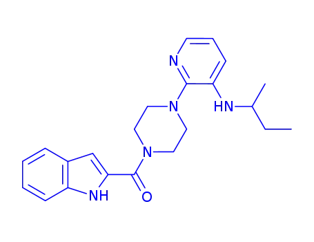 Molecular Structure of 153473-57-5 ({4-[3-(butan-2-ylamino)pyridin-2-yl]piperazin-1-yl}(1H-indol-2-yl)methanone)