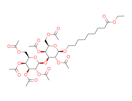 Molecular Structure of 102854-38-6 (8-Ethoxycarbonyloctyl-2,4,6-tri-O-acetyl-3-O-(2,3,4,6-tetra-O-acetyl-β-D-galactopyranosyl)-β-D-galactopyranosid)