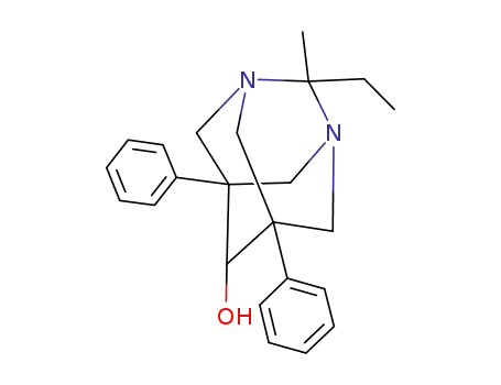 Molecular Structure of 15417-19-3 (2-ethyl-2-methyl-5,7-diphenyl-1,3-diazatricyclo[3.3.1.1~3,7~]decan-6-ol)