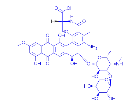 Molecular Structure of 153619-31-9 ((2R)-2-({[(5S,6S)-4-amino-1,6,9,14-tetrahydroxy-5-{[(2S,3R,4S,5S,6R)-3-hydroxy-6-methyl-5-(methylamino)-4-{[(2S,3R,4S,5R)-3,4,5-trihydroxytetrahydro-2H-pyran-2-yl]oxy}tetrahydro-2H-pyran-2-yl]oxy}-11-methoxy-3-methyl-8,13-dioxo-5,6,8,13-tetrahydrobenzo[a])