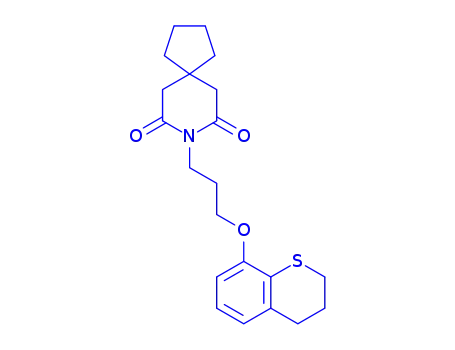 Molecular Structure of 153804-39-8 (8-[3-(3,4-dihydro-2H-thiochromen-8-yloxy)propyl]-8-azaspiro[4.5]decane-7,9-dione)