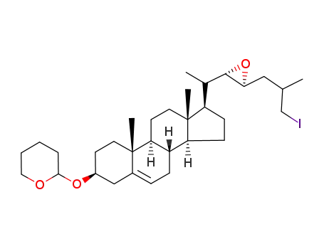 2-((3S,8S,9S,10R,13S,14S,17R)-17-{1-[(2S,3S)-3-(3-Iodo-2-methyl-propyl)-oxiranyl]-ethyl}-10,13-dimethyl-2,3,4,7,8,9,10,11,12,13,14,15,16,17-tetradecahydro-1H-cyclopenta[a]phenanthren-3-yloxy)-tetrahydro-pyran