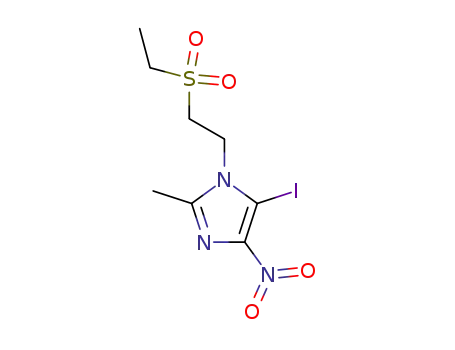 Molecular Structure of 154475-33-9 (1-[2-(ETHYLSULFONYL)ETHYL]-5-IODO-2-METHYL-4-NITRO-1H-IMIDAZOLE)