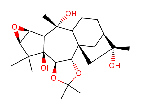 Molecular Structure of 28836-76-2 (2β,3β-Epoxy-6β,7α-(isopropylidenebisoxy)grayanotoxane-5,10,16-triol)