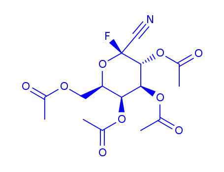 Molecular Structure of 215942-62-4 (2,3,4,6-TETRA-O-ACETYL-1-DEOXY-1-FLUORO-ALPHA-D-GALACTOPYRANOSYL CYANIDE)