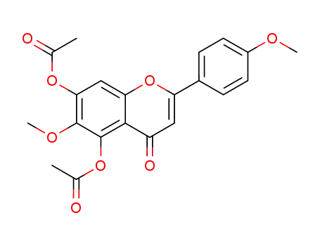 Molecular Structure of 28736-80-3 (6-methoxy-2-(4-methoxyphenyl)-4-oxo-4H-chromene-5,7-diyl diacetate)