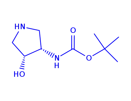 Molecular Structure of 265108-25-6 (Carbamic acid, [(3R,4S)-4-hydroxy-3-pyrrolidinyl]-, 1,1-dimethylethyl ester, rel-)