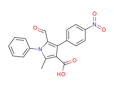 Molecular Structure of 28993-10-4 (5-formyl-2-methyl-4-(4-nitrophenyl)-1-phenyl-1H-pyrrole-3-carboxylic acid)
