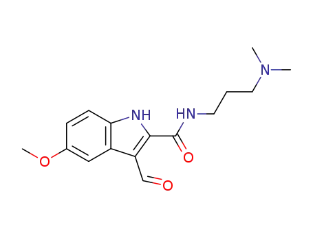 Molecular Structure of 28837-79-8 (Indole-2-carboxamide, N-(3-(dimethylamino)propyl)-3-formyl-5-methoxy-)
