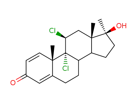 Molecular Structure of 2905-91-1 ((11beta,17beta)-9,11-dichloro-17-hydroxy-17-methylandrosta-1,4-dien-3-one)