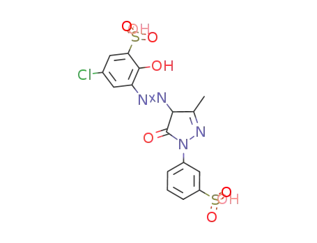 Molecular Structure of 29194-44-3 (5-chloro-2-hydroxy-3-[[3-methyl-5-oxo-1-(m-sulphophenyl)-2-pyrazolin-4-yl]azo]benzenesulphonic acid)