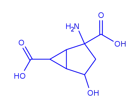 Molecular Structure of 215867-18-8 (Bicyclo[3.1.0]hexane-2,6-dicarboxylic acid, 2-amino-4-hydroxy-, (1R,2R,4R,5S,6S)-rel- (9CI))