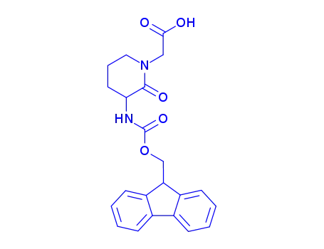 Molecular Structure of 215190-25-3 (1-Piperidineaceticacid,3-[[(9H-fluoren-9-ylmethoxy)carbonyl]amino]-2-oxo-,(3S)-(9CI))