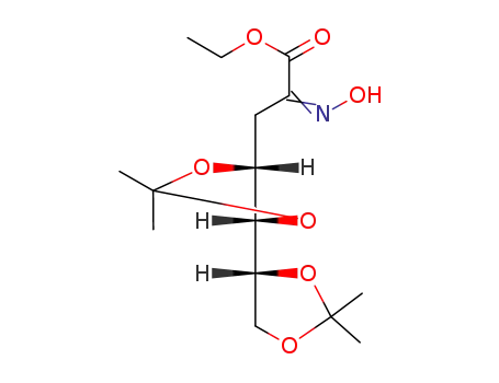 Molecular Structure of 146303-99-3 (ethyl 2,3-dideoxy-2-(hydroxyimino)-4,5:6,7-di-O-isopropylidene-D-arabino-heptonate)