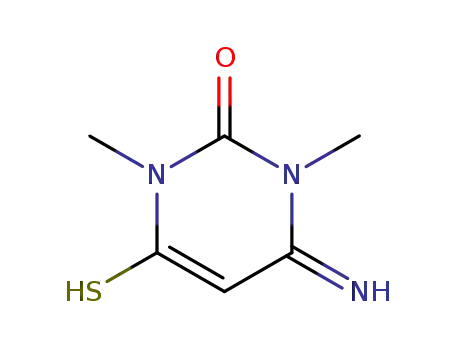Molecular Structure of 28860-32-4 (2(1H)-Pyrimidinone,  3,4-dihydro-4-imino-6-mercapto-1,3-dimethyl-)