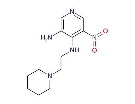 Molecular Structure of 2881-48-3 (5-nitro-N~4~-(2-piperidin-1-ylethyl)pyridine-3,4-diamine)