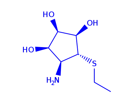 Molecular Structure of 288088-58-4 (1,2,3-Cyclopentanetriol,4-amino-5-(ethylthio)-,(1R,2R,3R,4S,5R)-(9CI))