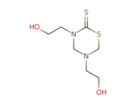 Molecular Structure of 21808-53-7 (3,5-bis(2-hydroxyethyl)-1,3,5-thiadiazinane-2-thione)