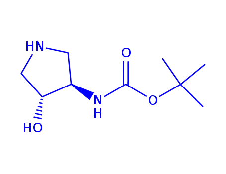 Molecular Structure of 870632-89-6 (trans-(4-Hydroxy-pyrrolidin-3-yl)-carbamic acid tert-butyl ester)