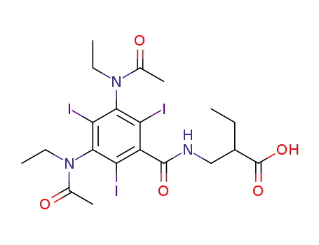 Molecular Structure of 28920-89-0 (2-[({3,5-bis[acetyl(ethyl)amino]-2,4,6-triiodobenzoyl}amino)methyl]butanoic acid)
