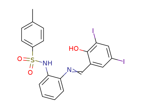Benzenesulfonamide,N-[2-[[(2-hydroxy-3,5-diiodophenyl)methylene]amino]phenyl]-4-methyl- cas  28857-04-7