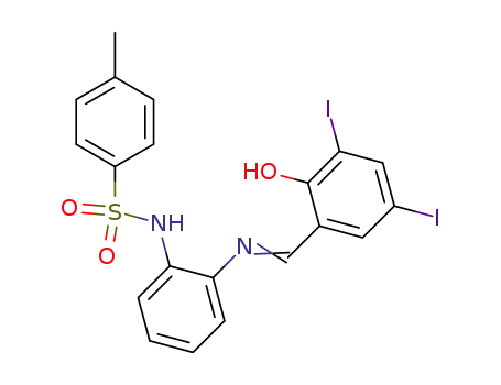 Molecular Structure of 28857-04-7 (N-(2-{[(3,5-diiodo-6-oxocyclohexa-2,4-dien-1-ylidene)methyl]amino}phenyl)-4-methylbenzenesulfonamide)