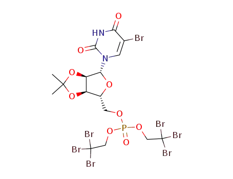 Phosphoric acid (3aR,4R,6R,6aR)-6-(5-bromo-2,4-dioxo-3,4-dihydro-2H-pyrimidin-1-yl)-2,2-dimethyl-tetrahydro-furo[3,4-d][1,3]dioxol-4-ylmethyl ester bis-(2,2,2-tribromo-ethyl) ester