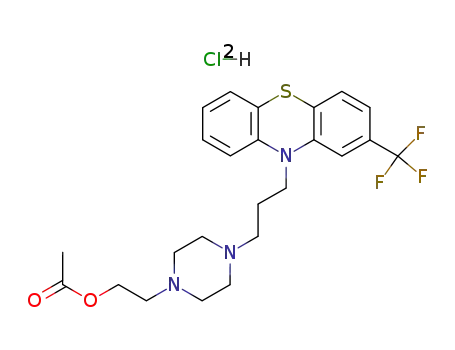 Molecular Structure of 2907-29-1 (2-(4-{3-[2-(trifluoromethyl)-10H-phenothiazin-10-yl]propyl}piperazin-1-yl)ethyl acetate)
