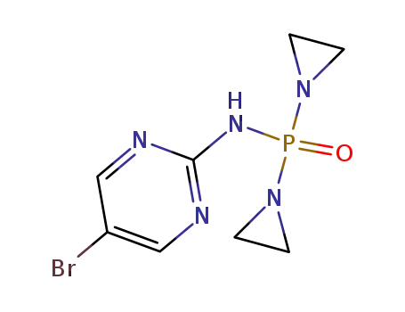 Molecular Structure of 2937-23-7 (P,P-bis(aziridin-1-yl)-N-(5-bromopyrimidin-2-yl)phosphinic amide)