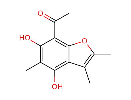 Molecular Structure of 21987-07-5 ((4,6-Dihydroxy-2,3,5-trimethylbenzofuran-7-yl)(methyl) ketone)