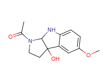 Molecular Structure of 67199-08-0 (1,2,3,3a,8,8a-hexahydro-1-acetyl-5-methoxy-3a-hydroxypyrrolo[2,3-b]indole)