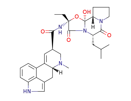 Molecular Structure of 29475-05-6 (2'-Ethyl-12'-hydroxy-5'α-(2-methylpropyl)ergotaman-3',6',18-trione)