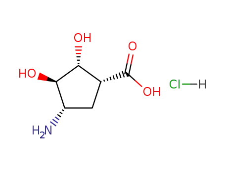 Molecular Structure of 872174-26-0 ((1S,2R,3S,4R)-4-aMino-2,3-dihydroxycyclopentanecarboxylic acid hydrochloride)