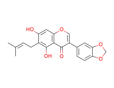 Molecular Structure of 22044-58-2 (3-(1,3-benzodioxol-5-yl)-5,7-dihydroxy-6-(3-methylbut-2-en-1-yl)-4H-chromen-4-one)