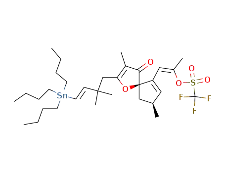 Trifluoro-methanesulfonic acid (Z)-2-[(5R,8S)-2-((E)-2,2-dimethyl-4-tributylstannanyl-but-3-enyl)-3,8-dimethyl-4-oxo-1-oxa-spiro[4.4]nona-2,6-dien-6-yl]-1-methyl-vinyl ester
