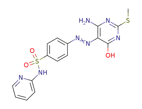 Molecular Structure of 29817-69-4 (4-{2-[6-amino-2-(methylsulfanyl)-4-oxopyrimidin-5(4H)-ylidene]hydrazino}-N-pyridin-2-ylbenzenesulfonamide)