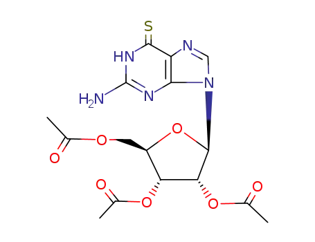 Molecular Structure of 2946-36-3 (2-AMINO-9-(2,3,5-TRI-O-ACETYL-BETA-D-RIBOFURANOSYL)-6-THIOPURINE)