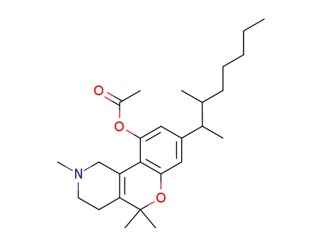 Molecular Structure of 22168-82-7 (8-(1,2-Dimethylheptyl)-1,3,4,5-tetrahydro-2,5,5-trimethyl-2H-[1]benzopyrano[4,3-c]pyridin-10-ol acetate)