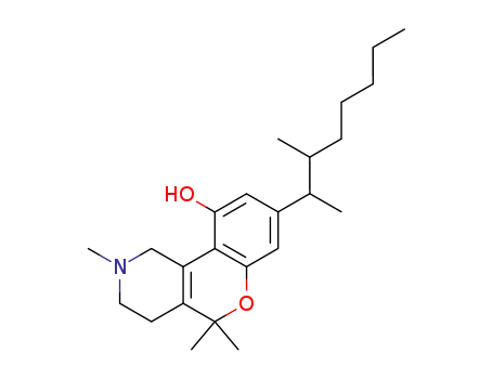 Molecular Structure of 22168-73-6 (8-(1,2-Dimethylheptyl)-1,3,4,5-tetrahydro-2,5,5-trimethyl-2H-[1]benzopyrano[4,3-c]pyridin-10-ol)