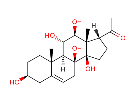 Molecular Structure of 22149-67-3 ((17R)-3β,8β,11α,12β,14β-Pentahydroxypregna-5-ene-20-one)